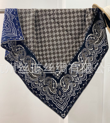 75% Cashmere 25% Silk Neckerchief Scarf 35'' Bandanna lace Print Shawl wrap new