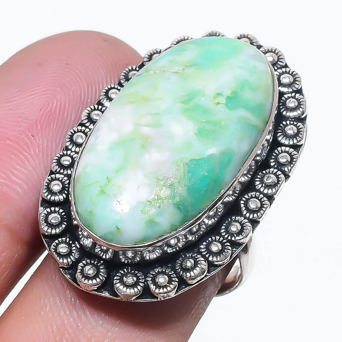 Anello In Pietra Septeriana Fatta A Mano In Argento Sterling 925 Misura
