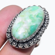 Chrysoprase Oval Shape Gemstone Adjustable Ring Handmade Amazing Jewelry FR 2527