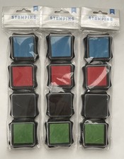3 Pack American Crafts AC Ink Pads 4 Pack Primary NIN0114 Red Black Red Blue