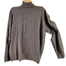 Mendocino Men's XL Wool Gray Turtleneck Sweater Ribbed Long Sleeve
