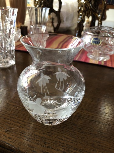 Small Stuart Crystal Cascade Fuschia Vase, stamped base | eBay