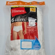 Mens Hanes Briefs 6 pack White Size L