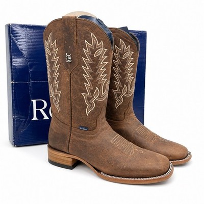 Rock'em Connery Ebano Honey Leather Square Toe Cowboy Boots Men's 11