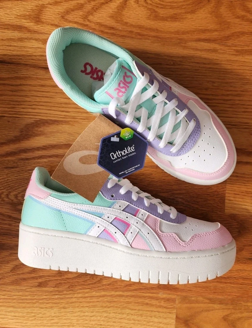 Asics Japan S PF bianco cotone caramelle donna taglia US 7 1 2 nuovo con etichette