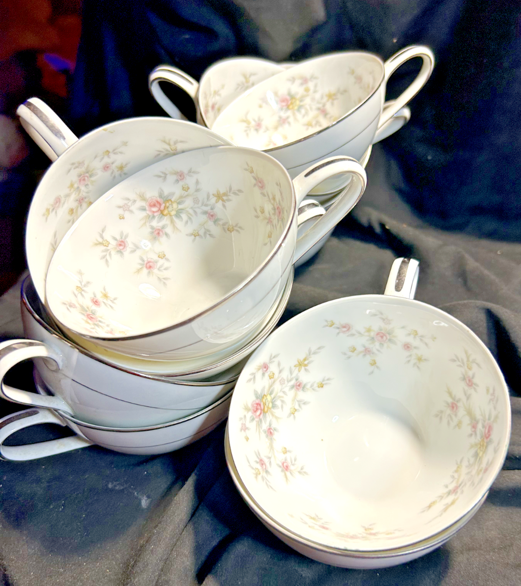 NORITAKE CHINA 5802 ARLENE ティーセット NORITAKE Porcelain ARLENE Pattern #5802 Japan Gray/Pink Floral