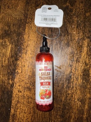 HEB Mi Tienda Salsa Taquera Roja Christmas Ornament Brand Shop Hot Sauce Bottle