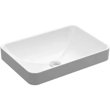Vox Rectangle Vitreous China Vessel Sink In White With Overflow Drain