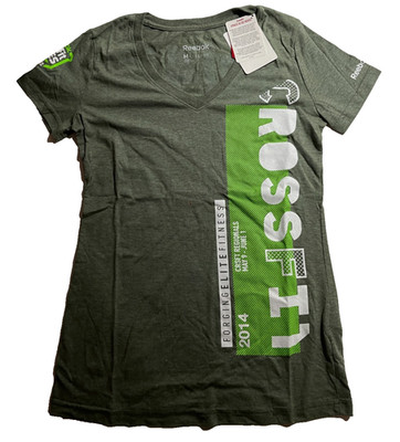 Reebok CrossFit 2014 Regionals Women s V-Neck T-Shirt Green Size M NEW