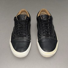 VANS OLD SKOOL ALL BLACK LEATHER SHOES Skate Vault Skateboard Low Top Mens 8.5