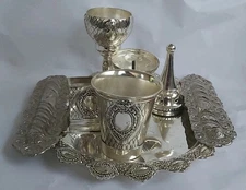 Elegant Vintage 8-Piece Silver-Plated Decorative Desk Set Ornate Timeless