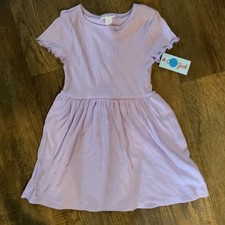 Cat  Jack Girls Lavender Ribbed Short-Sleeve Dress XS 4/5 Pockets