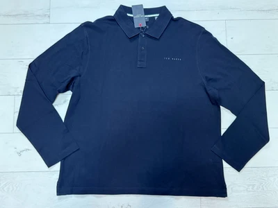 Ted Baker Men's Size XL (5) Navy Honeycomb Trim Long Sleeve Polo Shirt NEW - Image 1 of 4