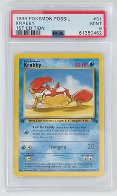1999 Pokemon Fossil Krabby First Edition 51/62 PSA 9