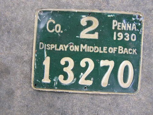 1930 Allegheny County Pennsylvania tin hunting license