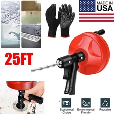 Plumbing Snake Drain Auger 25FT Flexible Sink Snake Pipe Snake Drain Clog Tools