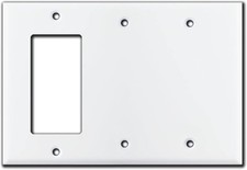 Three Gang Two Blank Metal Light Switch Plate White GFI Cover Triple 3 Gang Ro