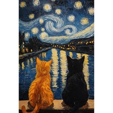 Cat Stamped Cross Stitch Kits for Beginners Adults 12x16 Inch