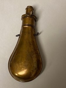 BRASS GUN POWDER PLAIN BRASS FLASK 7" LONG