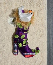 Rare Patience Brewster Mini Stocking Ornament Christmas Holiday Birds Chicki 