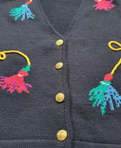 Susan Bristol 3D Rope Tassel Cardigan Sweater Women’s Size Medium Holiday - Picture 5 of 15