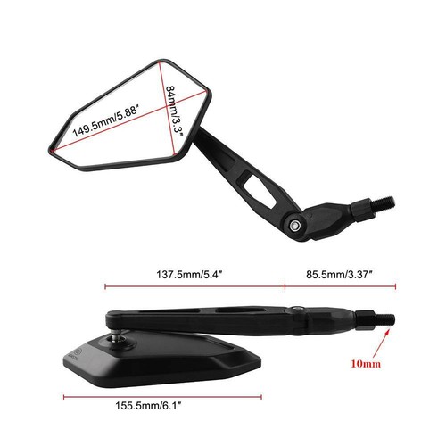 Black Adjustable Motorcycle Rearview Side Mirrors For Kawasaki Z1000 Z900 Z750 - Picture 5 of 11