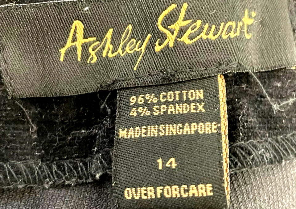 Pantalones Ashley Stewart para mujer 14 negros pana imitación piel dobladillo puño algodón elástico Foto 4 de 4