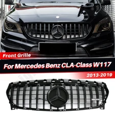 Black Bumper Grille For Benz CLA-Class W117 2013-2019 Illuminated Emblem W/LED