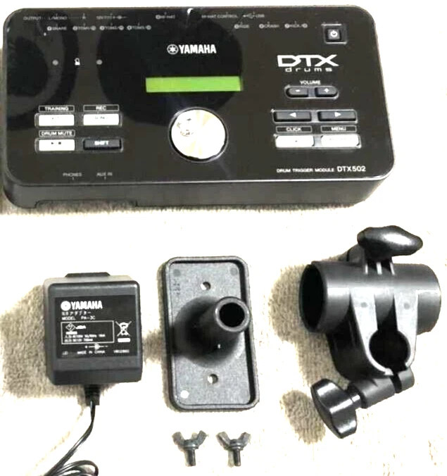 Yamaha DTX 502 Drum Trigger Module & Mount & Power Adapter