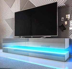 Tv Lowboard Grau Hochglanz Flat Tv Board Led Licht Fernsehtisch Unterteil Fly Ebay