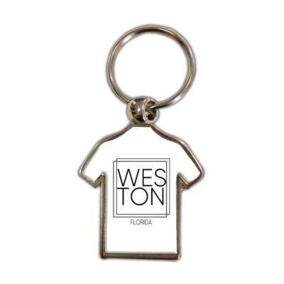 WESTON Florida : Gift Shirt Keychain Square Modern Minimalist Font