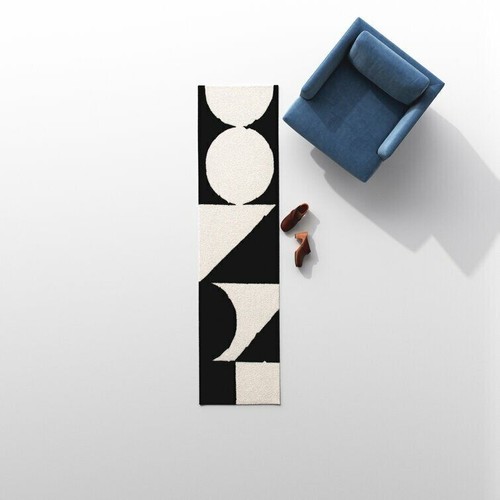 Dave Geometric Black & White Hand-Tufted 100% Wool Soft Area Rug Carpet - Picture 3 of 12