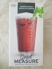 NEW Fred Good Measure Hangover cocktails glass Recipe 16 oz. 7 recipes Vodka 