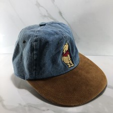 vtg winnie the pooh Hat Adults Denim Suede Stretch Elastic