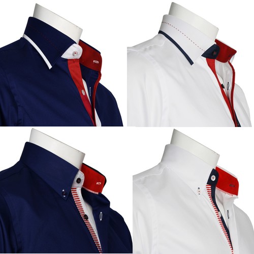 Camisa formal hombre de diseño italiano informal de camisas de 14,5"" a 18" | eBay