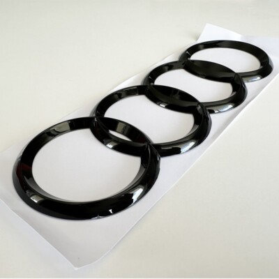 Für Audi Ring 216mm Heck Kühlergrill Emblem Glanz Schwarz Ersatz A6 A7 Q3 Q5 Q7