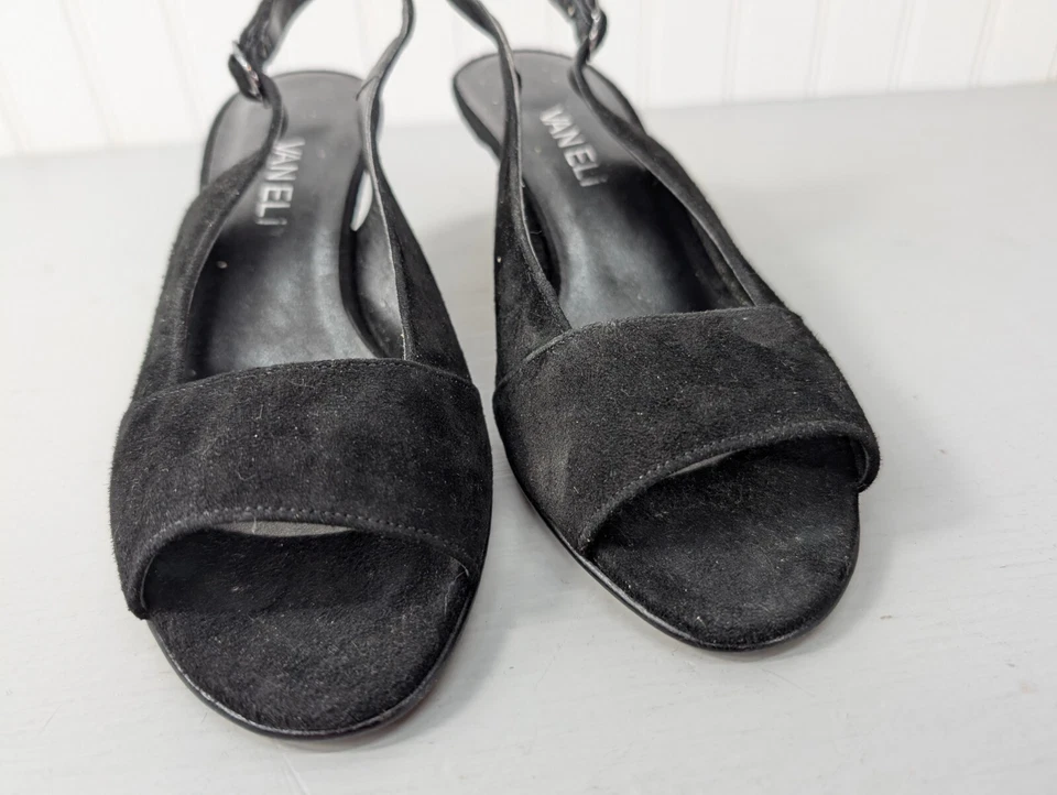 Vaneli Maena Sandal Womens 6W Black Suede Leather Slides Formal with Box - Image 4 of 4