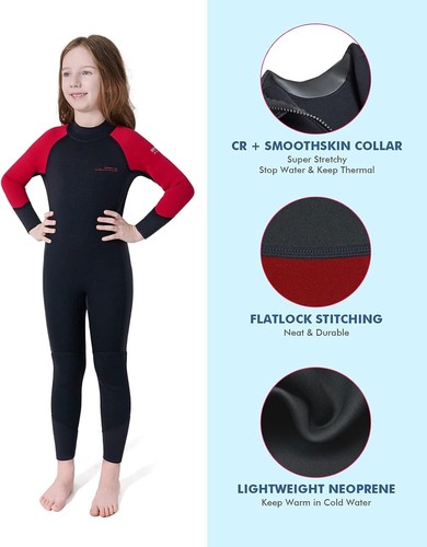 Dark Lightning 3/2mm Kids Wetsuit for Boys and Girls, Neoprene Thermal Swimsuit - Picture 4 of 10