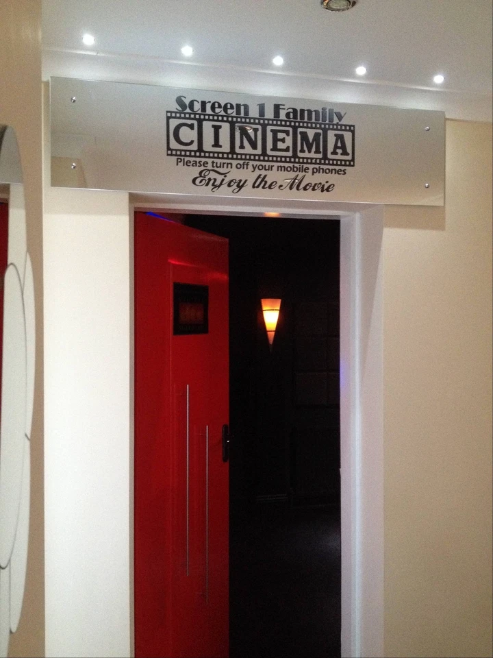 Персонализированная вывеска кинотеатр домашний кинотеатр винил настенный декор настенная наклейка - Изображение 2 из 4