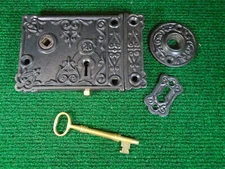 ONE FANCY PENN  'C20' CIRCA 1900 RIM LOCK - RESTORED w/ KEY, EXCELLENT (20661)