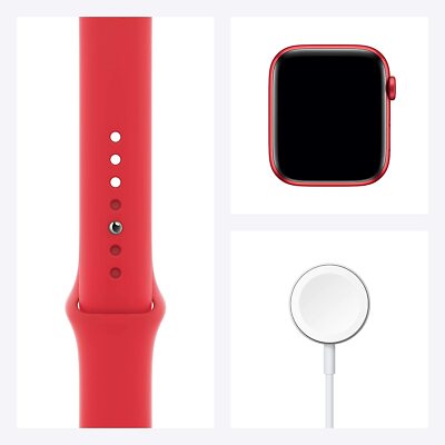 Apple Smart Watch Series 6 44 mm Red Aluminum Case Red Sport Band