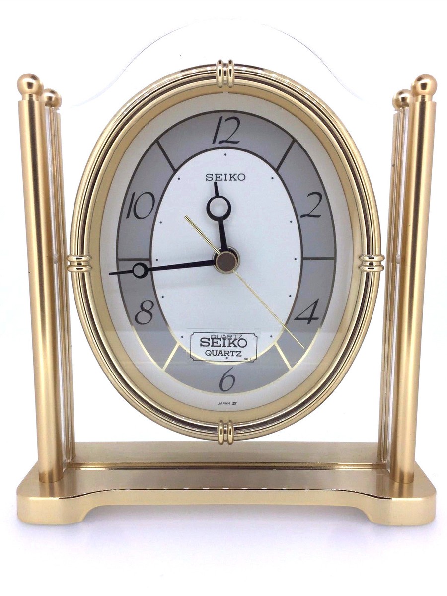 アンティーク　置き時計　SEIKO QUARTZ CLOCK SEIKO Quartz Mantle Clock MODEL QQZ103G Gold Tone Made In