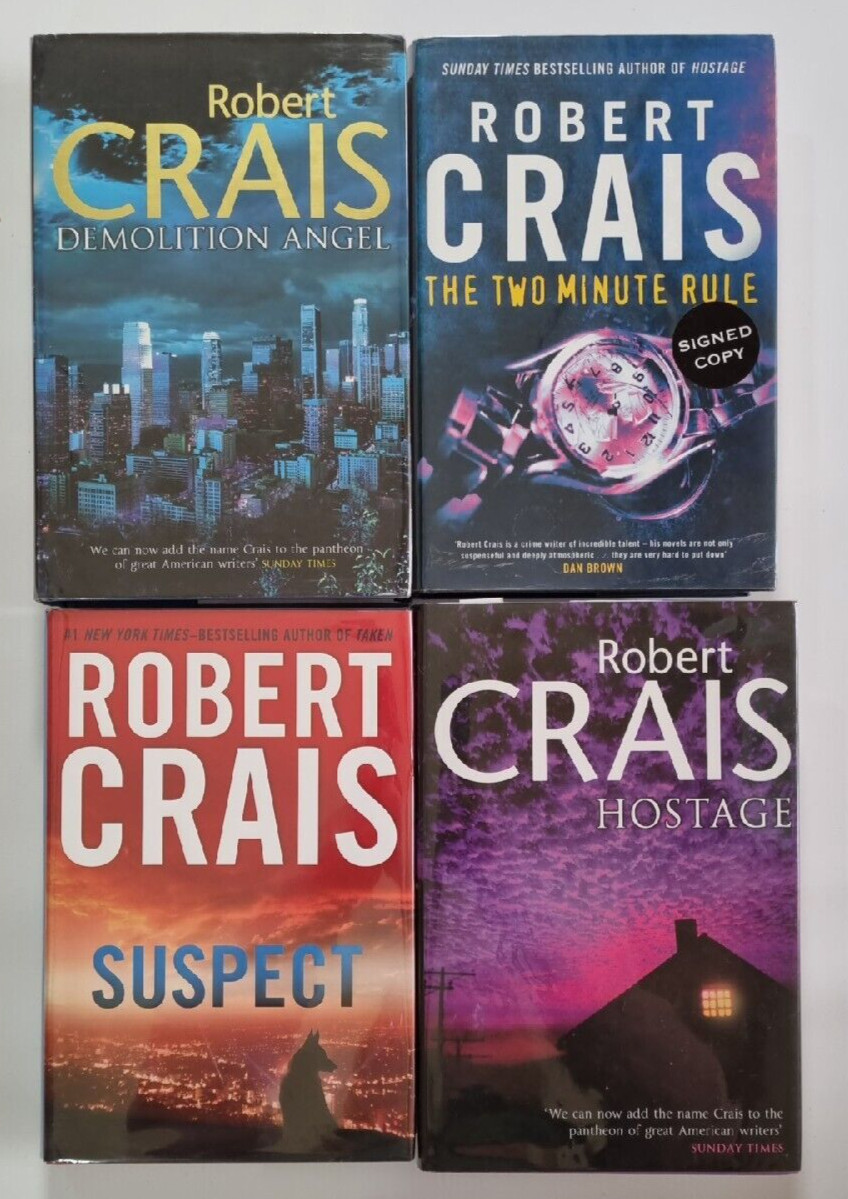 Robert Crais 4 x Hardbacks Signed Demolition Angel Suspect Two Minute Rule