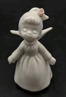 Vintage SCHMIDT BROS KISSING ANGEL Figurine Porcelain Girl Enesco 3'' Christmas 