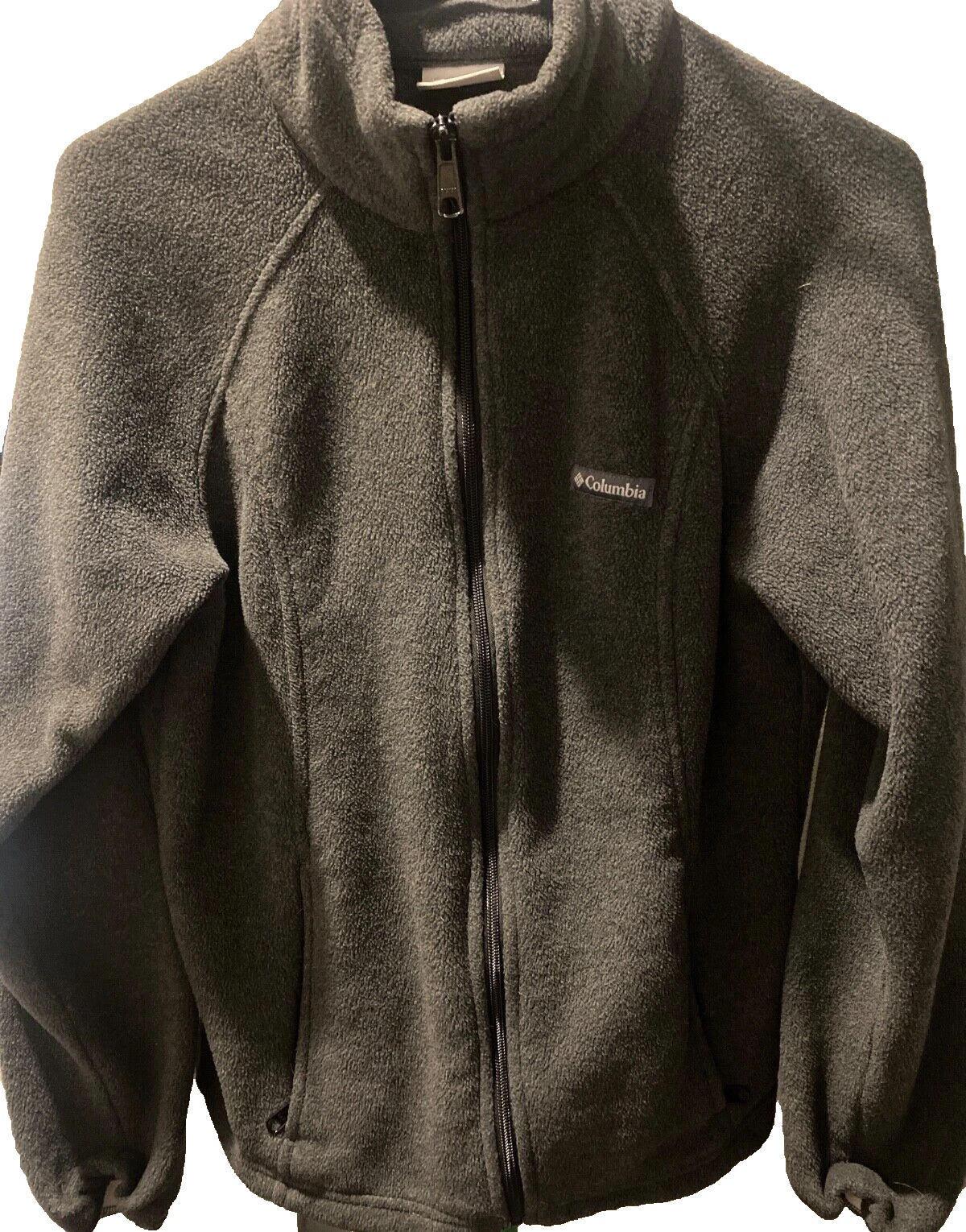 VETEMENTS Columbia Donna Full Zip Giacca in Pile Large Grigio Scuro Antracite