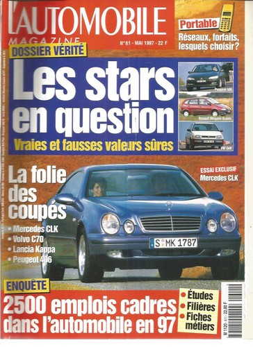 L'AUTOMOBILE MAGAZINE N°611 MERCEDES CLK /VOLVO C70 / LANCIA KAPPA / 406 /SCENIC - Afbeelding 1 van 3