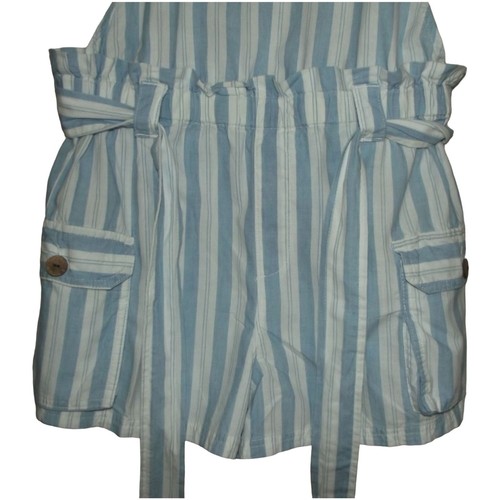 Jolt Overall Shorts Size Medium 100% Cotton Blue White Striped cargo shortall m - Picture 6 of 10