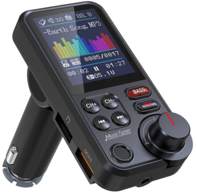 FM Bluetooth Transmitter for Car, Strong Microphone Bluetooth Car Adapter 1.8''