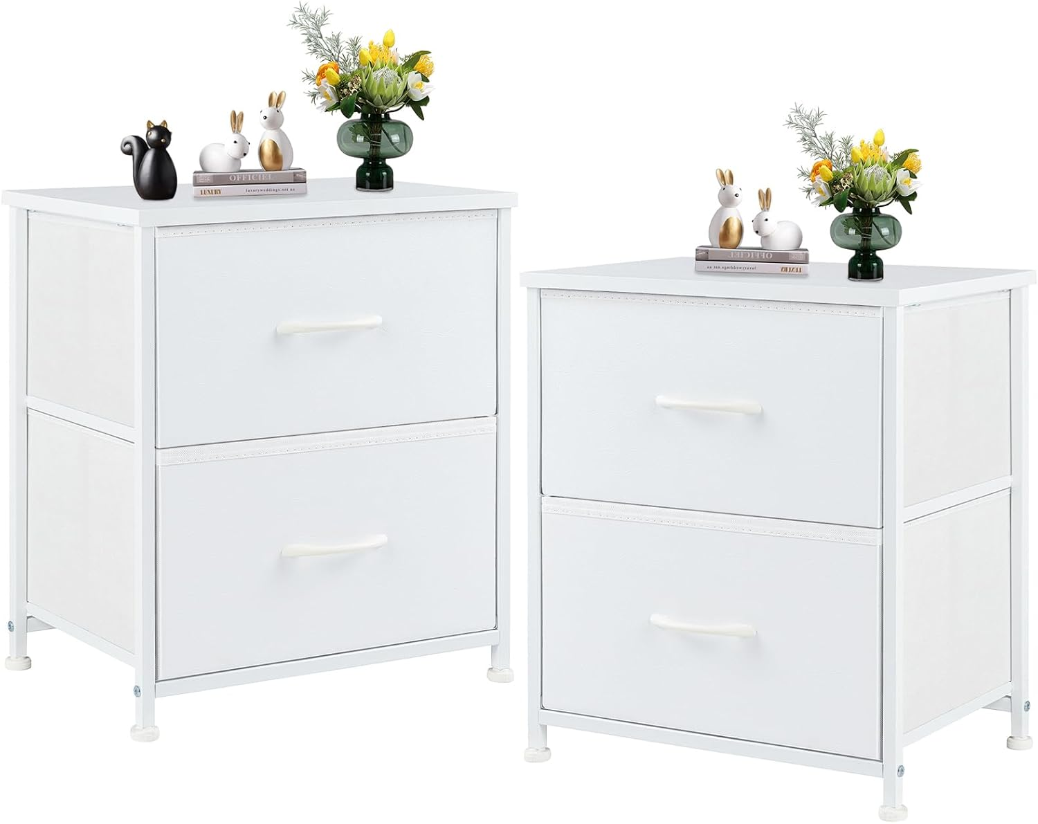 Modern Nightstand Set of 2 with Storage Drawers - 20 Inch Bedside Tables  -image
