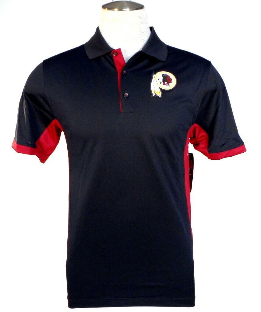 Nike Dri Fit NFL Washington Redskins Black Short Sleeve Polo Shirt